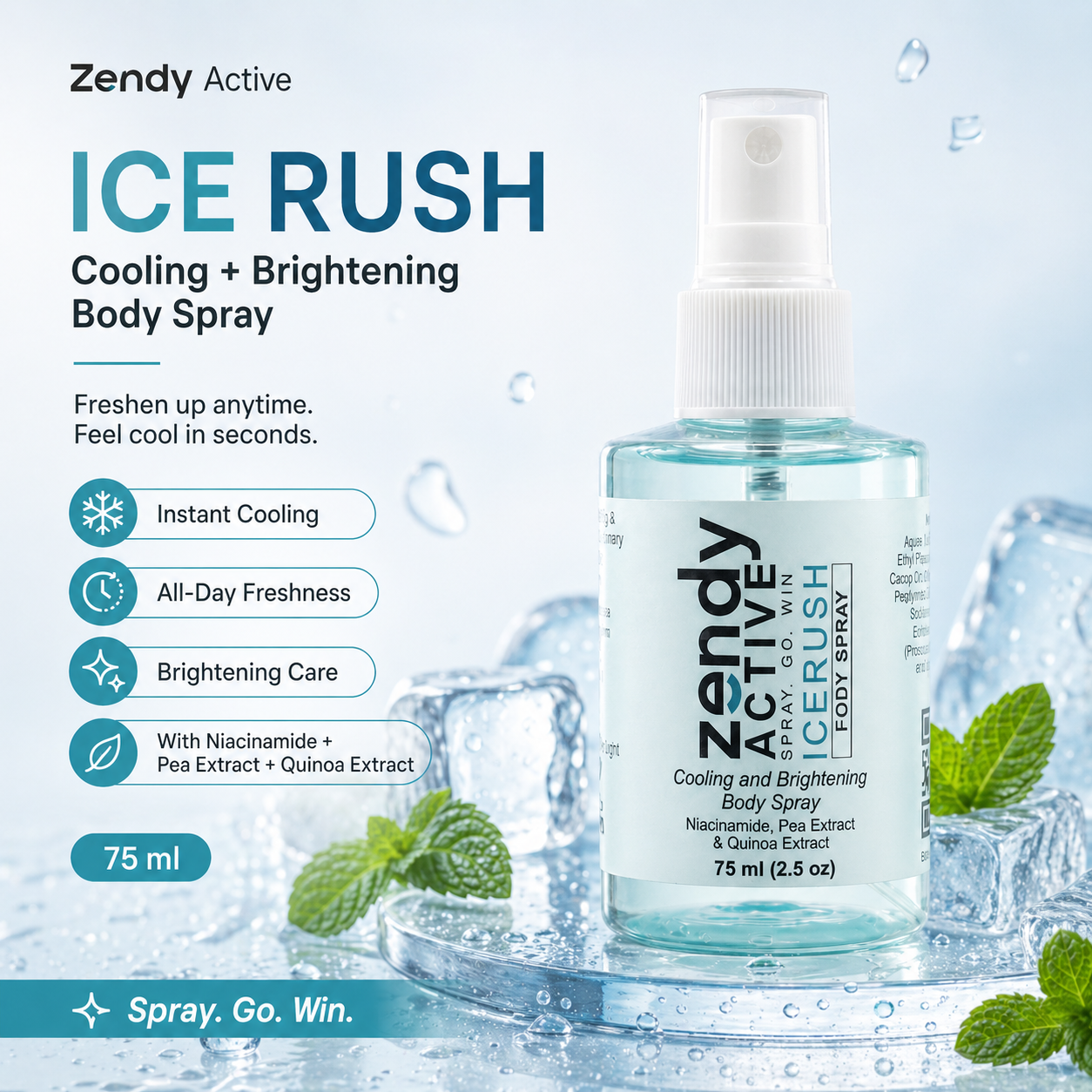 Zendy Active - IceRush Body Spray - 75ml
